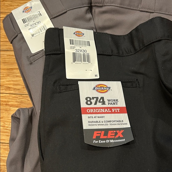 Dickies 874 Original Fit Flex Pants in Gray and Black Lot of 2 Pair NWT - Picture 4 of 5